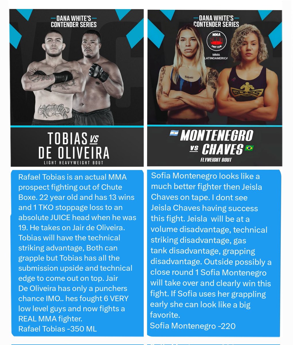 RainManMMA's tweet image. 🚨🚨🚨🚨🚨🚨🚨🚨🚨🚨🚨🚨🚨🚨
🌧🌧🌧🌧🌧🌧🌧🌧🌧🌧🌧🌧🌧🌧
 #DWCSWeek7 Play is Ready ‼️

Big Parlay -121
Rafael Tobias -390
Sofia Montenegro -220

Full Card Parlay +991 ‼️🌧