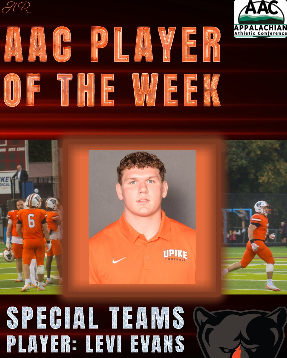 ⬛️🟧🐻AAC PLAYER OF THE WEEK⬛️🟧🐻

GIVE IT UP FOR LEVI EVANS FOR BEING AAC SPECIAL TEAMS PLAYER OF THE WEEK.

#bearnation #upikefootball #upike #bears