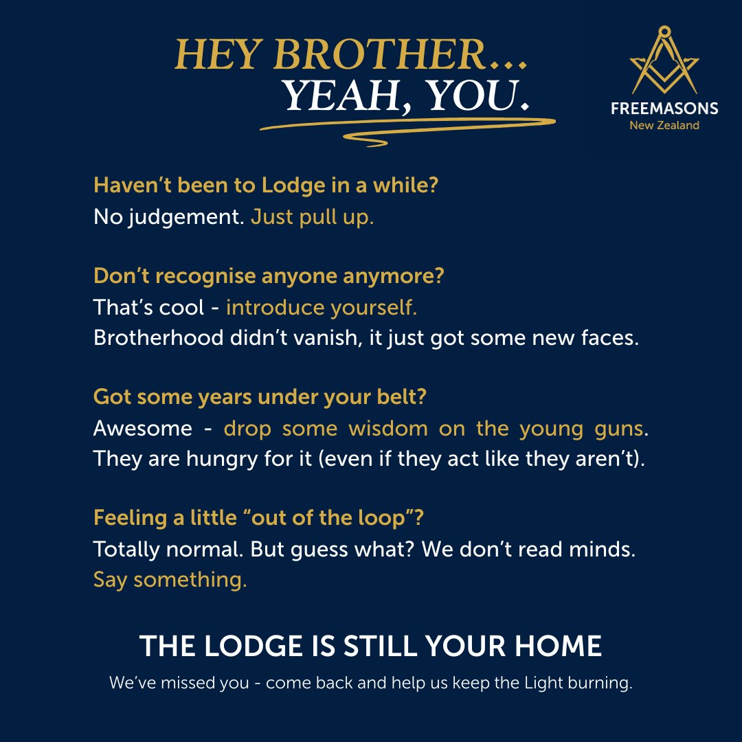 Retain and Return. freemasonsnz.org
Please like, follow and share this post. 

To all members lost in the quarries.