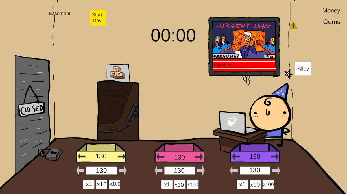 BruReale's tweet photo. @ExOfVj Yo estoy haciendo Potashop. Un juego donde tenés que administrar una tienda de pociones fantásticas en el distrito financiero de una macroeconomía crítica e inestable. 

Quiero publicarlo en Steam en unos meses! :) https://t.co/0VSr68ZpoG
