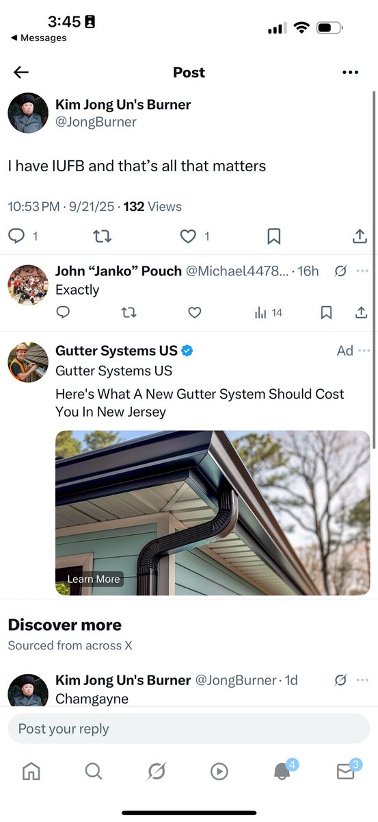 DavidGarvin_'s tweet photo. @JongBurner I like that it’s recommending gutters for your sports team rants https://t.co/VWIMkxUHeD