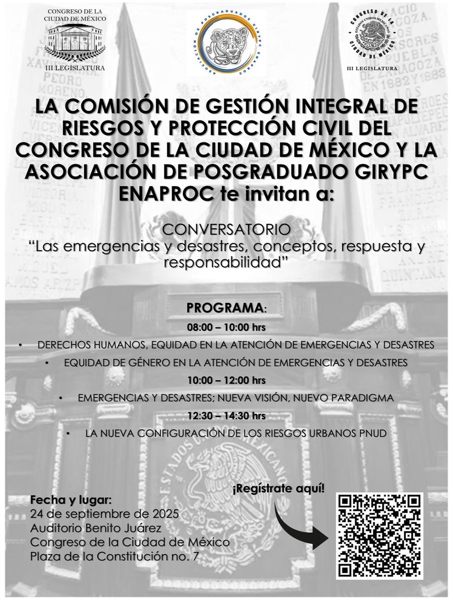 Liz_SalgadoV's tweet photo. Este miércoles tendremos el conversatorio “las emergencias y desastres: conceptos, respuesta y responsabilidad”
Contaremos con expertos en la materia
Les esperamos 😁 https://t.co/JP8xVLBL6Z
