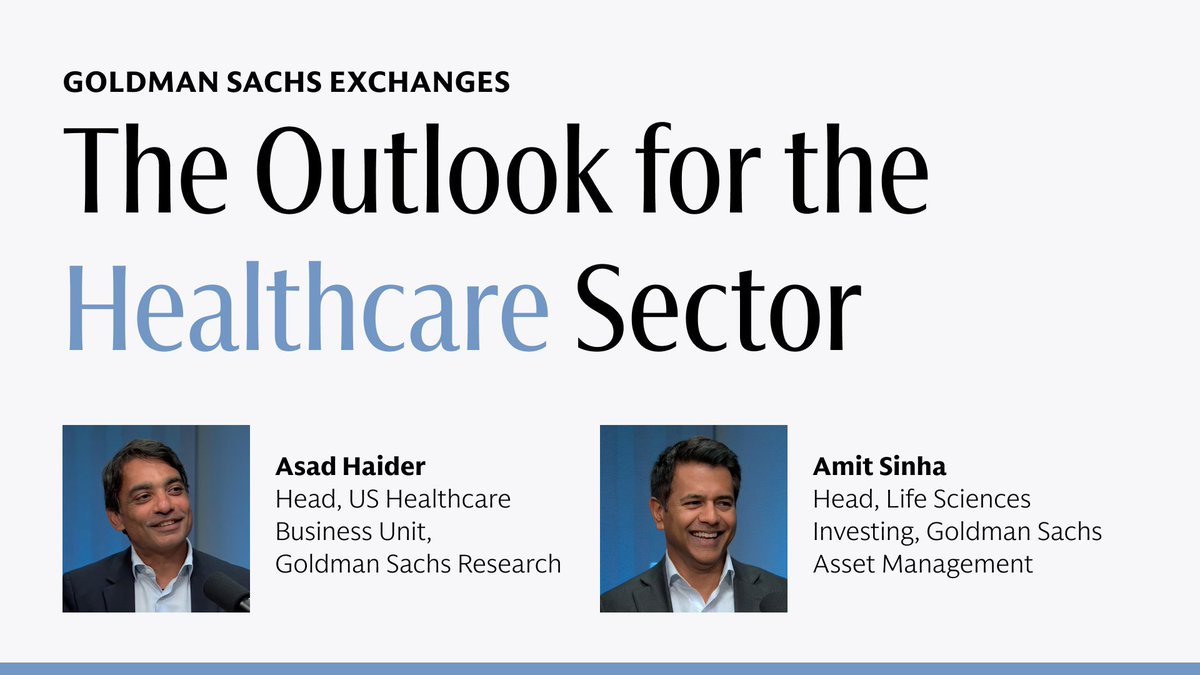 GoldmanSachs's tweet image. The healthcare sector makes up a small fraction of the S&amp;amp;P 500’s weight, and it is lagging in the current rally. How will macro factors and biotech innovations affect investment opportunities? Asad Haider and Amit Sinha discuss on Exchanges: click.gs.com/pd9z