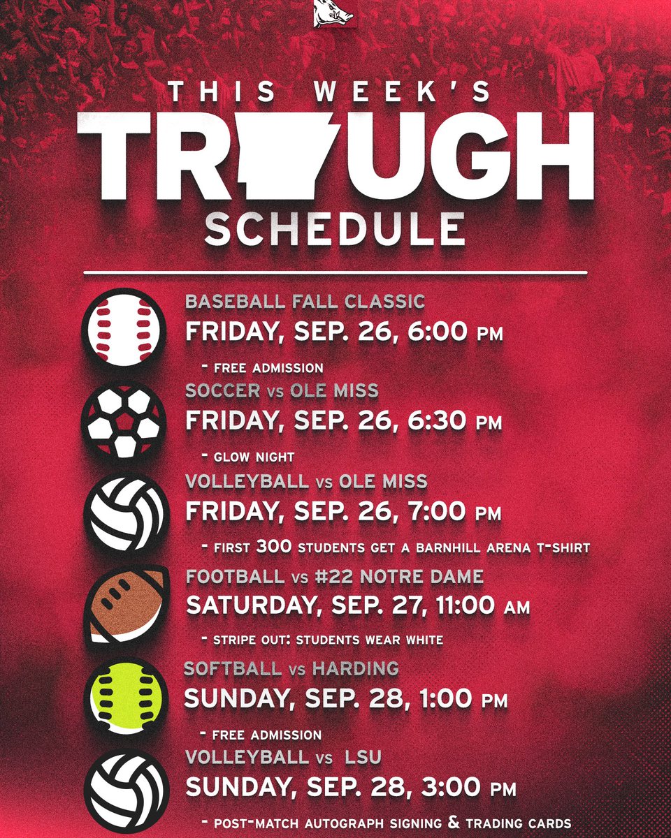 Busy week for the Trough! #WooPigWeekend can’t wait to see everyone there. Lots to cheer on! 🐗