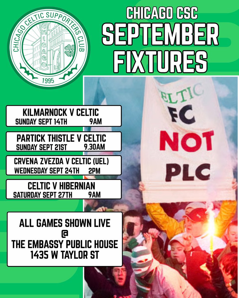 Europa League Thu…Wednesdays are here!!

Celtic v Crvena Zvezda

Wed Sept 24th @ 2PM

LIVE @ The Embassy Public House!