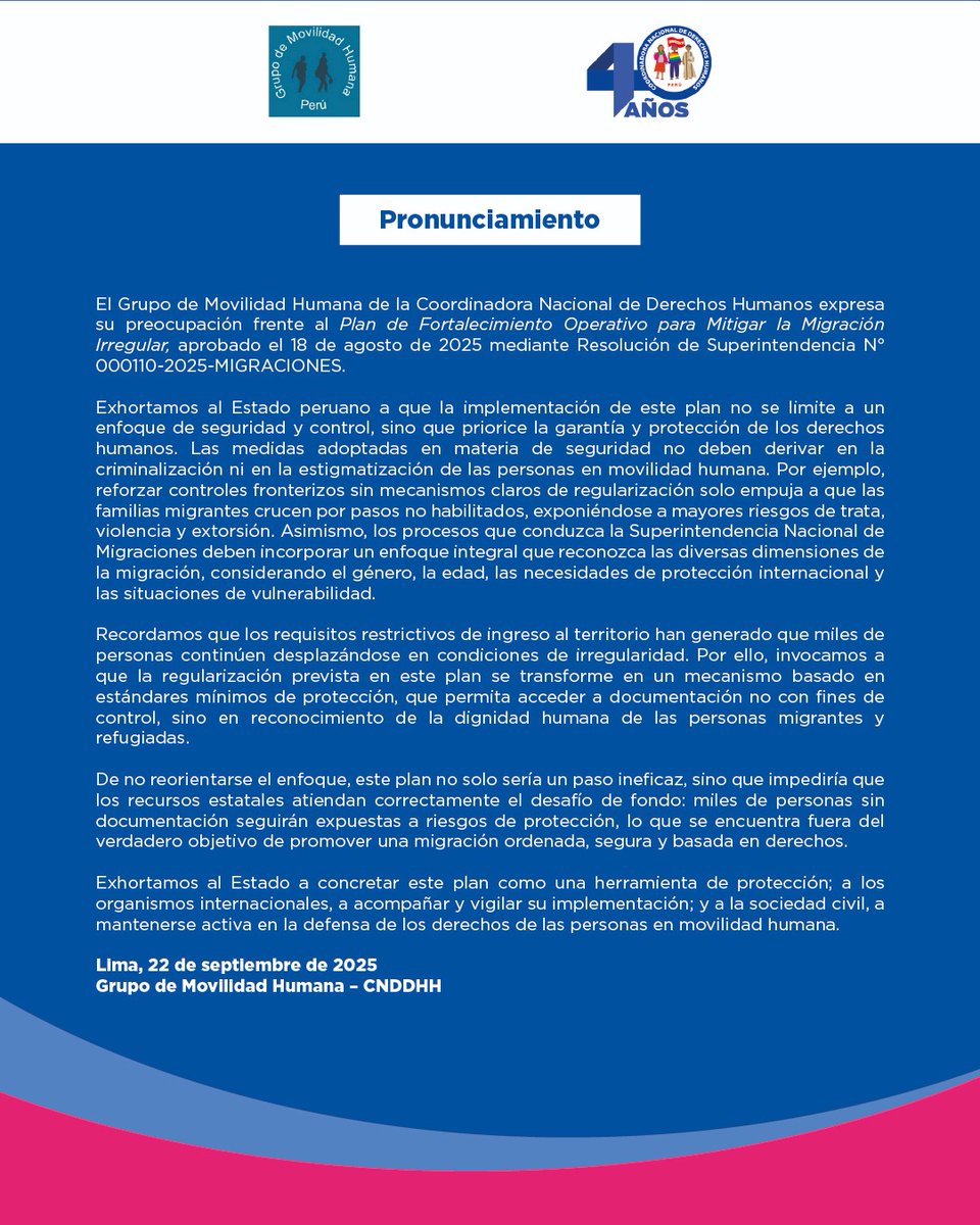 Movilidad Humana Perú tweet media
