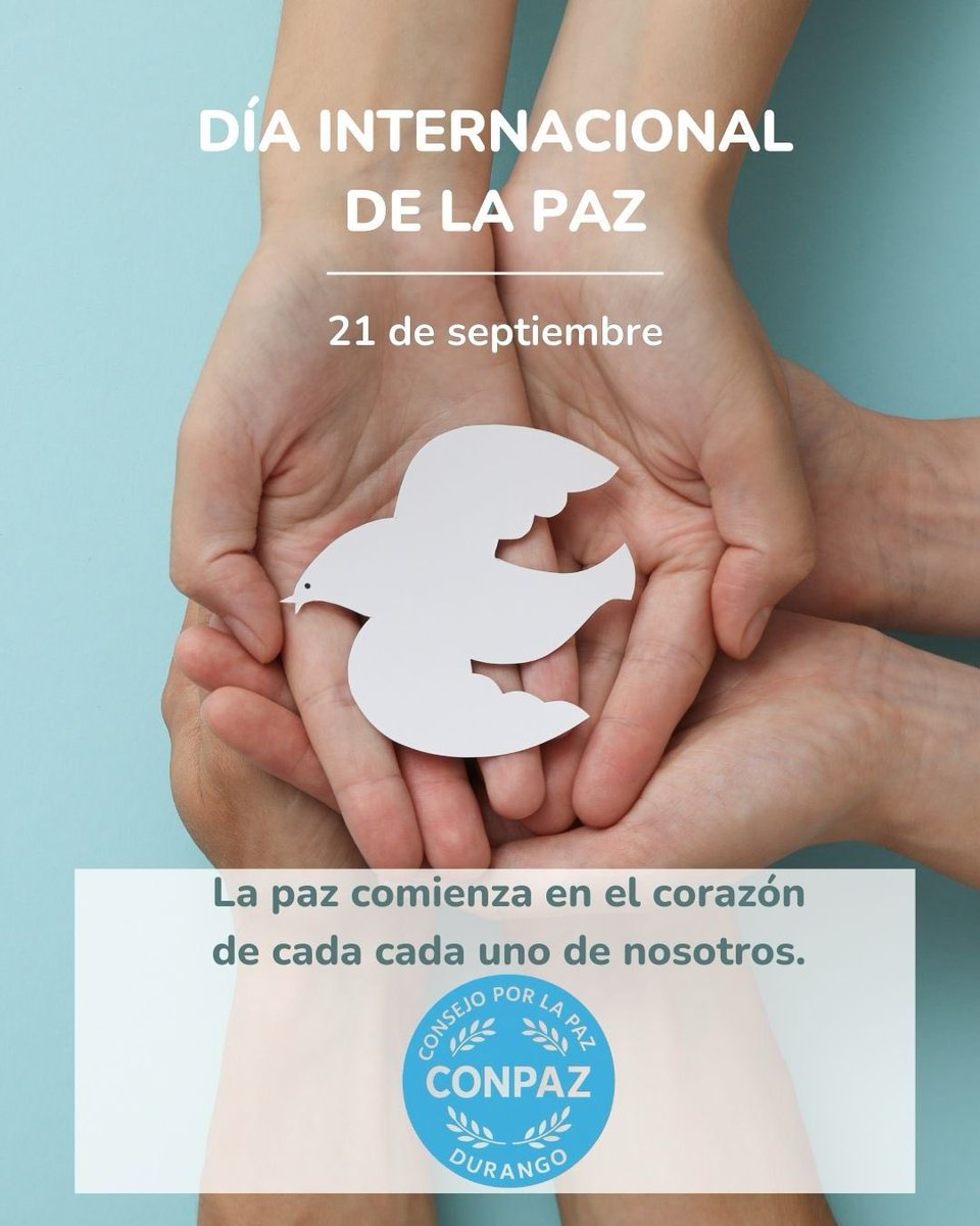 ConsejoPazDgo's tweet image. La paz no es ausencia de guerra, sino la decisión diaria de construir respeto y empatía.
Ayer conmemoramos el #DíaInternacionalDeLaPaz 🌍
Que inicie en el corazón de cada uno de nosotros. 💙🤝