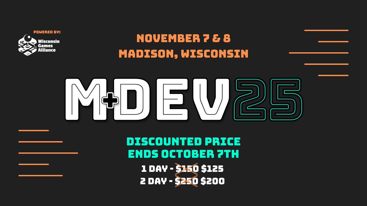 🚨PROCRASTINATORS BEWARE, the MDEV discounted ticket price ends on October 7th!

If you're planning to attend, buy your ticket as soon as possible (or risk paying full price)!!!

Purchase your ticket here: mdevconf.com