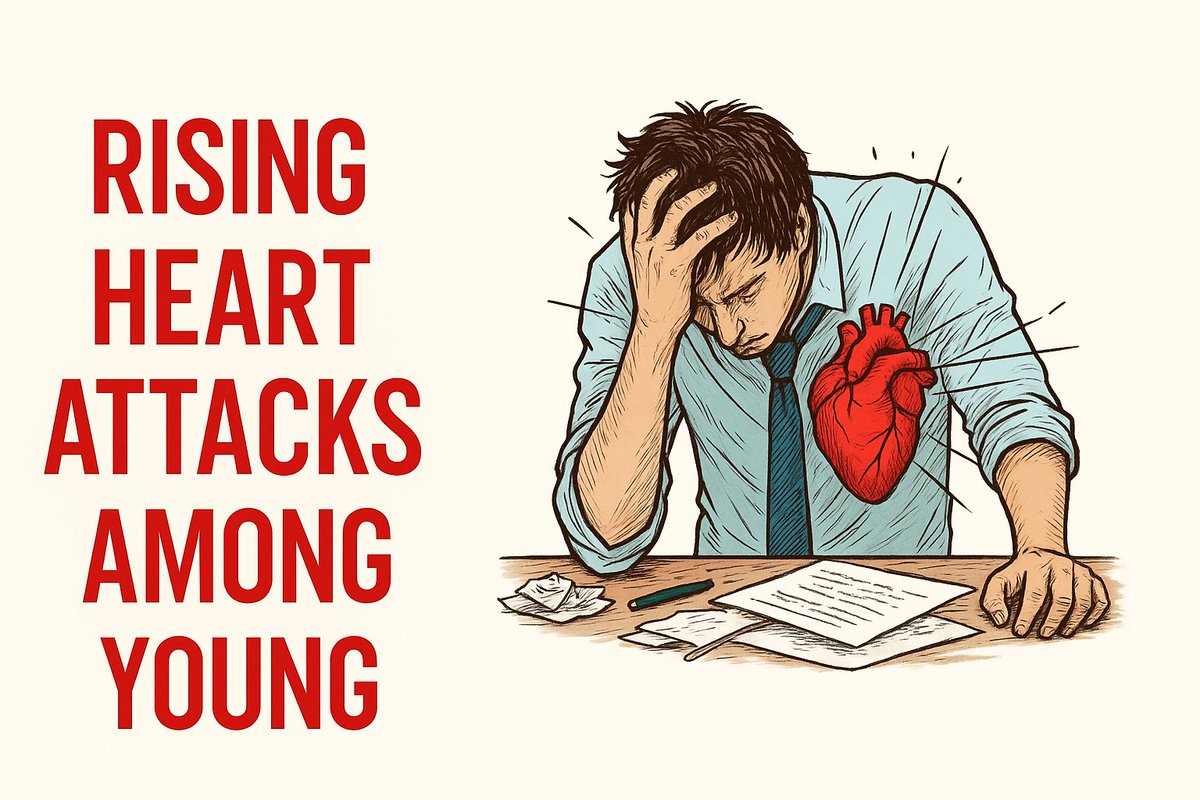 AmitSinghMD's tweet photo. THE SILENT EPIDEMIC: Why Young Indians Are Suffering Heart Attacks 🚨

Last month, a 32-year-old software engineer walked into my clinic complaining of chest pain after his morning workout. "But I'm healthy, Doctor!" he insisted, showing me his fitness tracker data. Two days later, he was in emergency angioplasty.

This isn't isolated. As a cardiologist in Navi Mumbai, I'm seeing a disturbing trend: heart attacks are striking young, active Indians in their 20s, 30s, and early 40s.

Nearly 25% of all heart attacks in India occur in people under 40. I've treated marathon runners, gym enthusiasts, and young professionals who thought their active lifestyles made them immune.

What's Really Going Wrong?

The young Indian heart is under siege from:
- Corporate pressure and 12-14 hour workdays
- Processed foods replacing traditional Indian diets
- Sedentary desk-bound lifestyles
- Chronic stress we've normalized as "part of the job"

The Warning Signs We're Missing ⚠️

Young people are ignoring or misinterpreting:
- Occasional chest discomfort during workouts → "Just muscle strain"
- Unexplained fatigue → "Probably working too hard"
- Mild shortness of breath → "Need to get back to the gym"

These aren't minor inconveniences - they're your heart's cry for help.

Prevention: Your Best Defense 🛡️

1. Know your numbers - Blood pressure, cholesterol, blood sugar. Get checked regularly, starting in your 20s.

2. Move smart - Extreme workouts without preparation can trigger cardiac events. Start slow, build gradually.

3. Master stress management - Learn to say no, prioritize sleep, find healthy ways to decompress.

Screening: Your Lifeline 🩺

My prescription: Get a cardiac screening by age 25, or earlier with family history. A simple ECG, echo, and stress test can reveal problems before they become emergencies.

For high-risk individuals: Advanced screening including CT coronary angiography can detect blockages years before symptoms.

Treatment: Hope When Prevention Fails 💪

From minimally invasive angioplasty to advanced medications, modern cardiology offers remarkable solutions. The key is timing - the sooner we intervene, the better the outcomes.

Your Heart, Your Responsibility ❤️

The young heart attack epidemic is real, but it's largely preventable. Your heart has been beating for you since before you were born. Isn't it time you started beating for it?

What's your experience with heart health in young professionals? Share below! 👇

#HeartHealth #YoungHeartAttacks #PreventiveCardiology #CardiacScreening #HealthcareIndia #HeartDiseasePrevention #Wellness #HealthAwareness #NaviMumbai #Cardiology