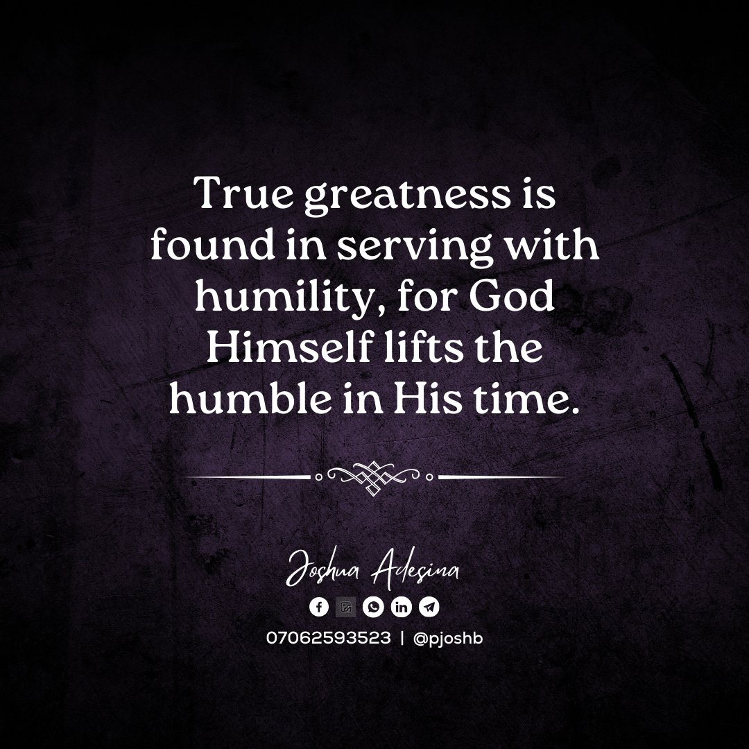 pjoshb's tweet image. Being humble is a strength that pleases God. When you serve others instead of seeking praise, you reflect Christ's path. Value humility over recognition, as God's rewards far exceed human applause. #ChristlikeHumility #ServeWithHumility #GodExaltsTheHumble