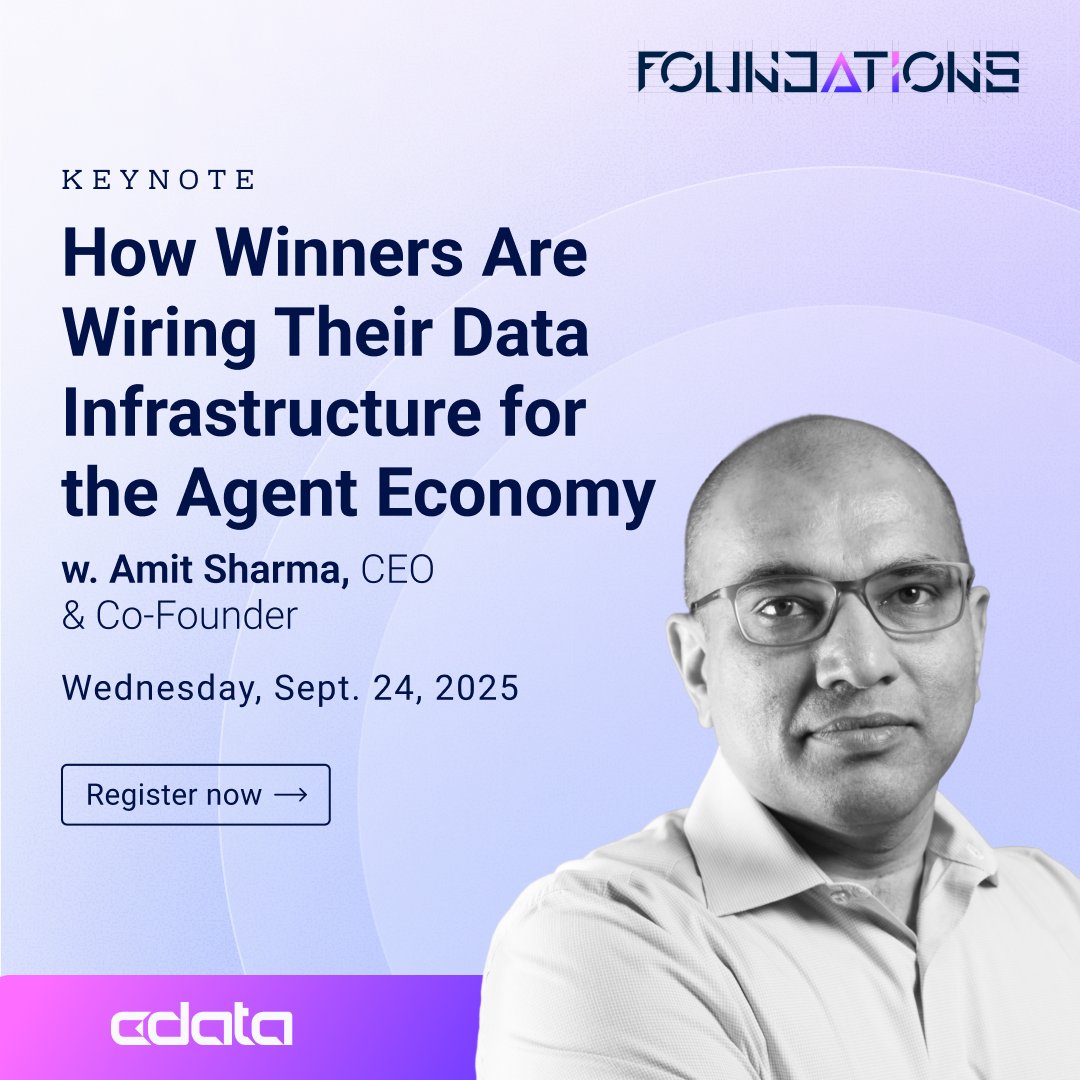 cdatasoftware's tweet image. AI excitement is real — but so are the questions. Hype cycle or lasting change?
At #CDataFoundations, CEO Amit Sharma joins SVP Marie Forshaw for a fireside chat on balancing excitement w/ realism + preparing data for the agent economy: bit.ly/3INesu8
#AI #AIstrategy