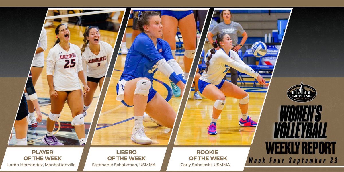 SKYLINE WOMEN'S VOLLEYBALL WEEKLY REPORT | Wk 4

Player of the Week - Loren Hernandez, MVILLE
Libero of the Week - Stephanie Schatzman, USMMA
Rookie of the Week - Carly Soboloski, USMMA

Full release at skylineconference.org