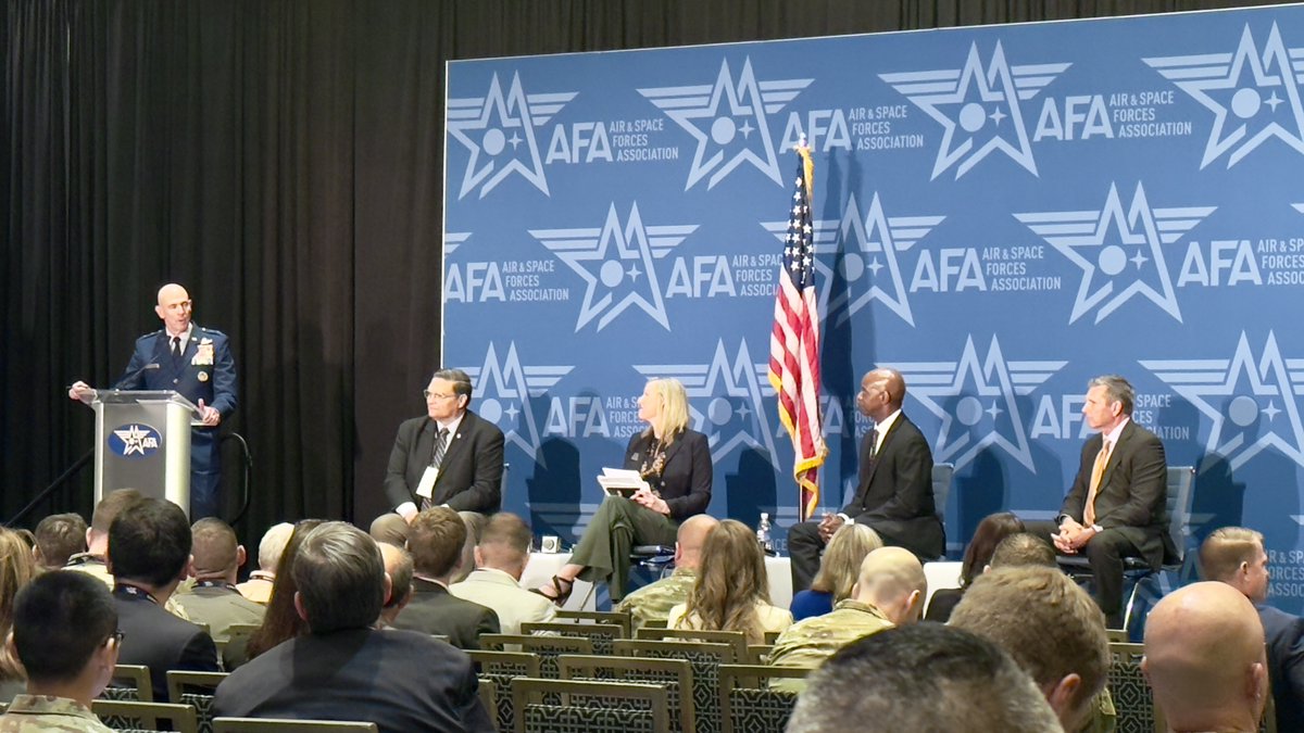 AETCommand's tweet image. Today, the Deputy AETC/CC moderated a panel at #AFA that challenged Airmen and Guardians to think boldly about the future of training—ensuring the force is ready to defend, operate, and win in any domain.