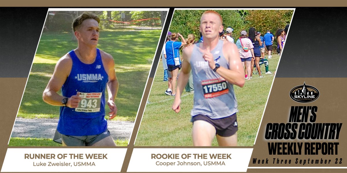 SKYLINE MEN'S CROSS COUNTRY WEEKLY REPORT | Wk 3

Runner of the Week - Luke Zweisler, USMMA
Rookie of the Week - Cooper Johnson, USMMA

Full release at skylineconference.org.