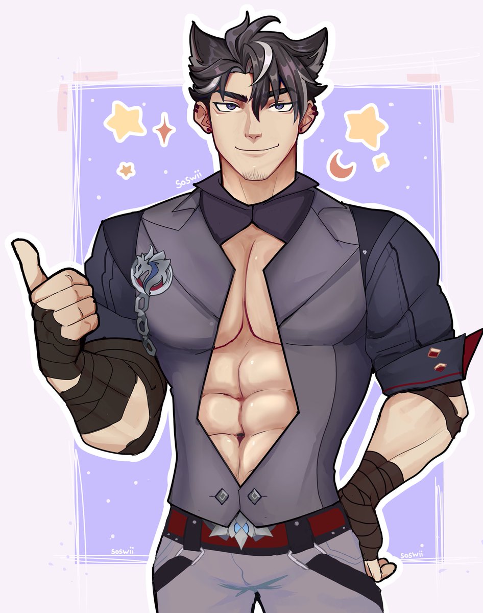 _soswii's tweet photo. - It was really hot here, hope you don’t mind 🥴

#Wriothesley #genshinimpact https://t.co/Ry9lxVgmJu