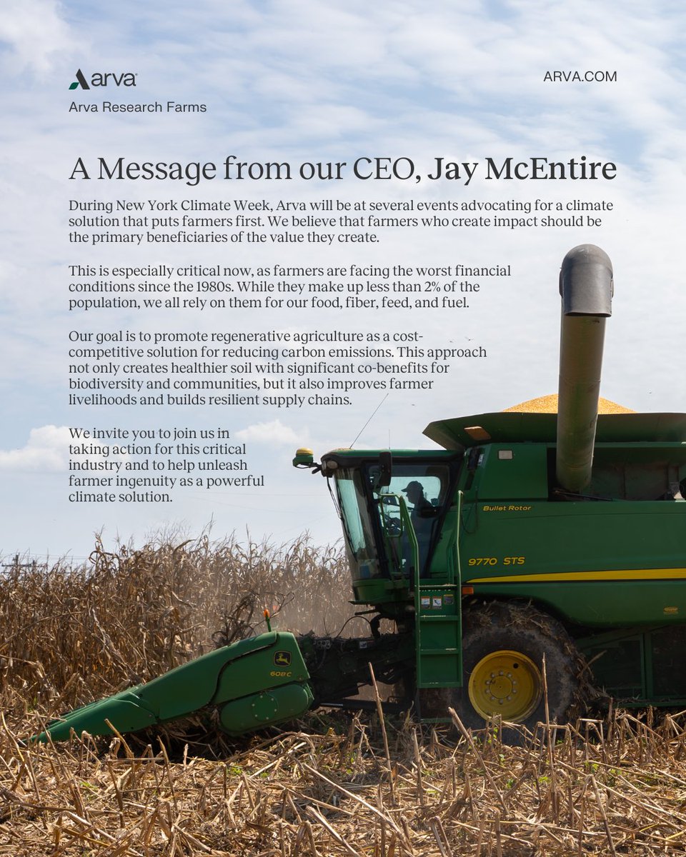 A message from our CEO, Jay McEntire:

Read the full article here: foodtank.com/news/2025/09/r… 

#NYCW2025 #FarmersFirst #RegenAg #NatureBasedSolutions #FoodSystems #ClimateSolutions #SoilHealth #FarmerInnovation #SupplyChainResilience #CarbonAccounting #Biodiversity