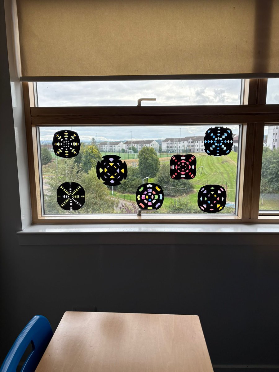 OLSP_Numeracy's tweet photo. #MathsWeekScotland in full flow today with some stained glasses windows being created. @OLSPHigh @OlspTlc https://t.co/ZD9Y4ZGkHy