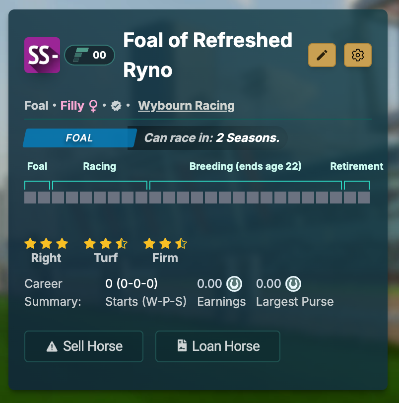 Only bred one horse this season, got totally sidetracked and missed the window. However the one foal I did get...