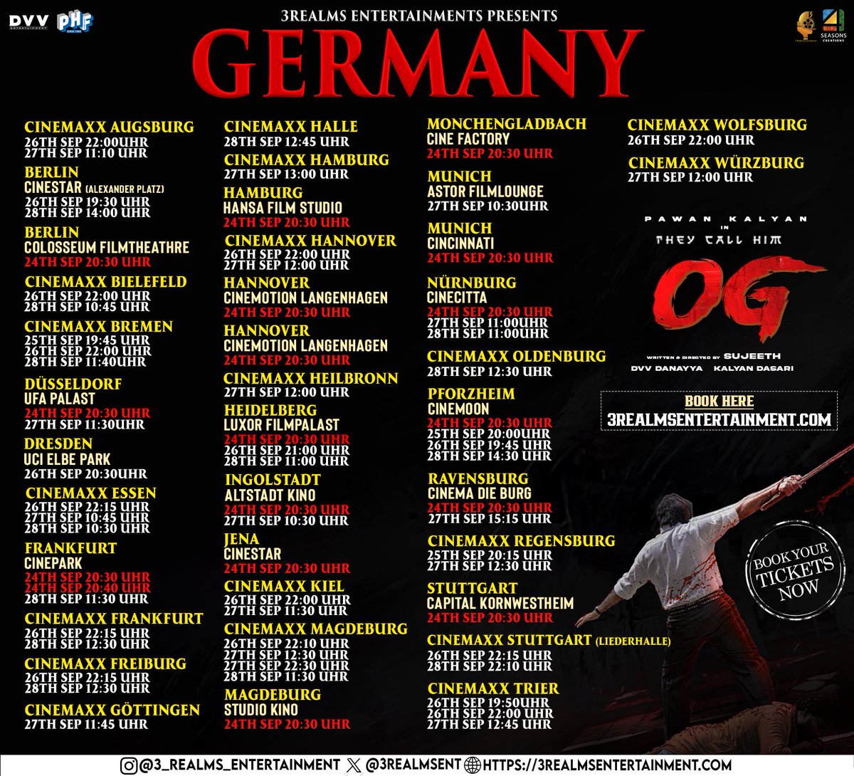 The Germany distributor has ensured #TheyCallHimOG gets a really BIG RELEASE in the country 

 #OG