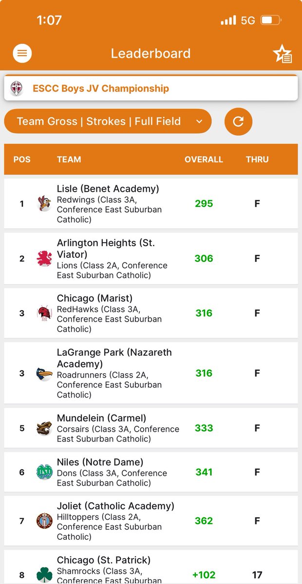Your JV Boys <a href="/SaintViatorGolf/">Saint Viator Boys Golf</a> finished a solid🥈 in today’s ESCC Championship with a scorching 306. Your #Lions medalists include Cullen🥈(74), Thomas T🥉(75), and Drew 7th (76). Our guys know what #LionsGolf is and played with grit &amp; determination! I couldn’t be any prouder!🦁🏌️‍♂️