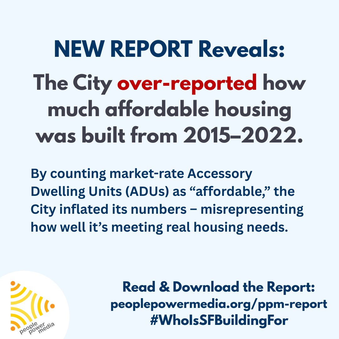 REPCOALITIONSF's tweet photo. NEW REPORT by REP-SF member @PeoplePowMedia reveals: The City over-reported how much affordable housing was built from 2015–2022 – misrepresenting how well it’s meeting real housing needs. Read & download the report: https://t.co/fhrvCLUTkl #WhoIsSFBuildingFor https://t.co/4M2WuaxFnD