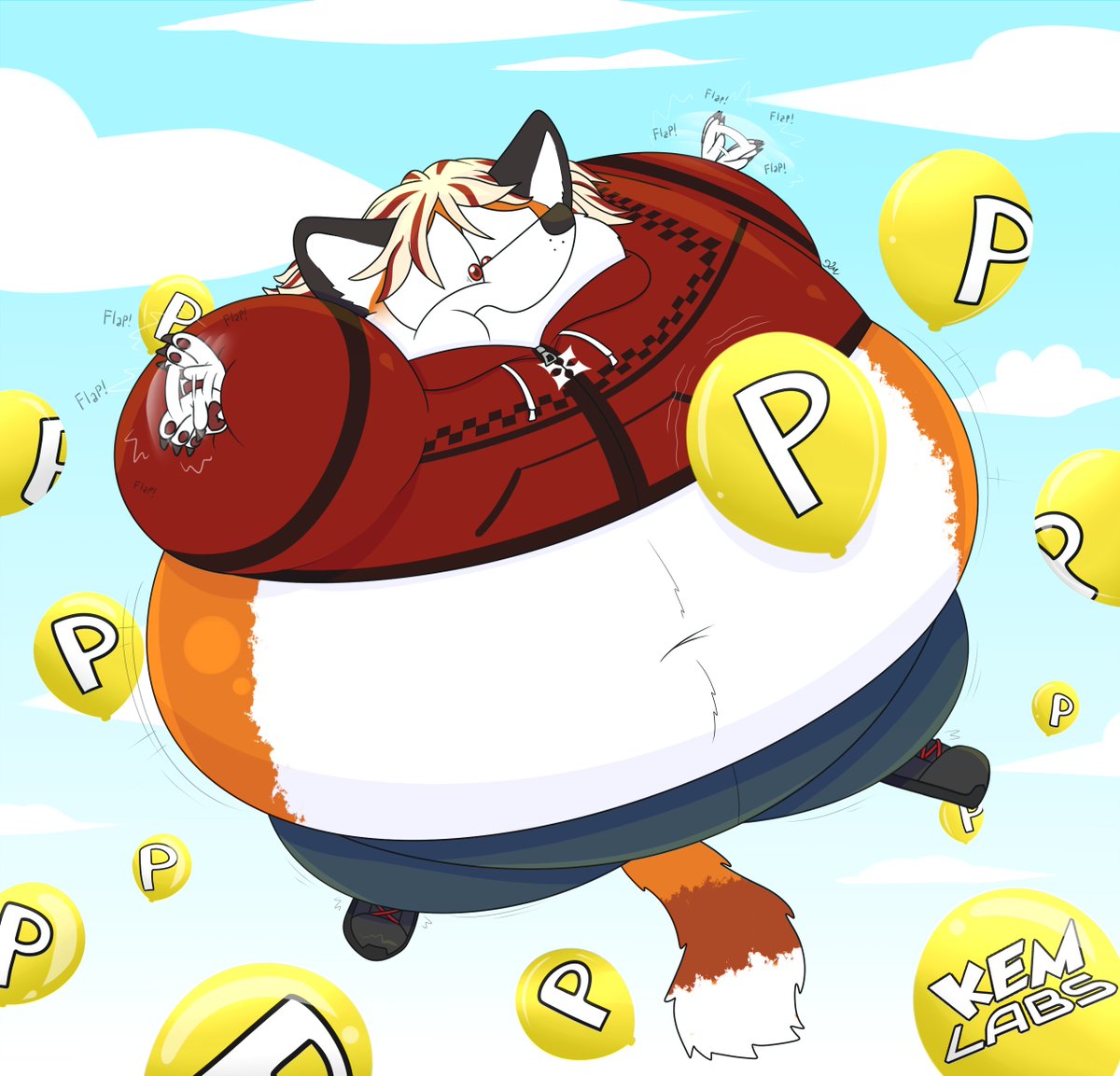KEMLaboratories's tweet photo. Opening care-packages has never felt so... filling.
Com for: @NovaRaccoon_ 
#AirborneAugust #inflationart #furryart #bodyinflation https://t.co/udjlmUvA4Z
