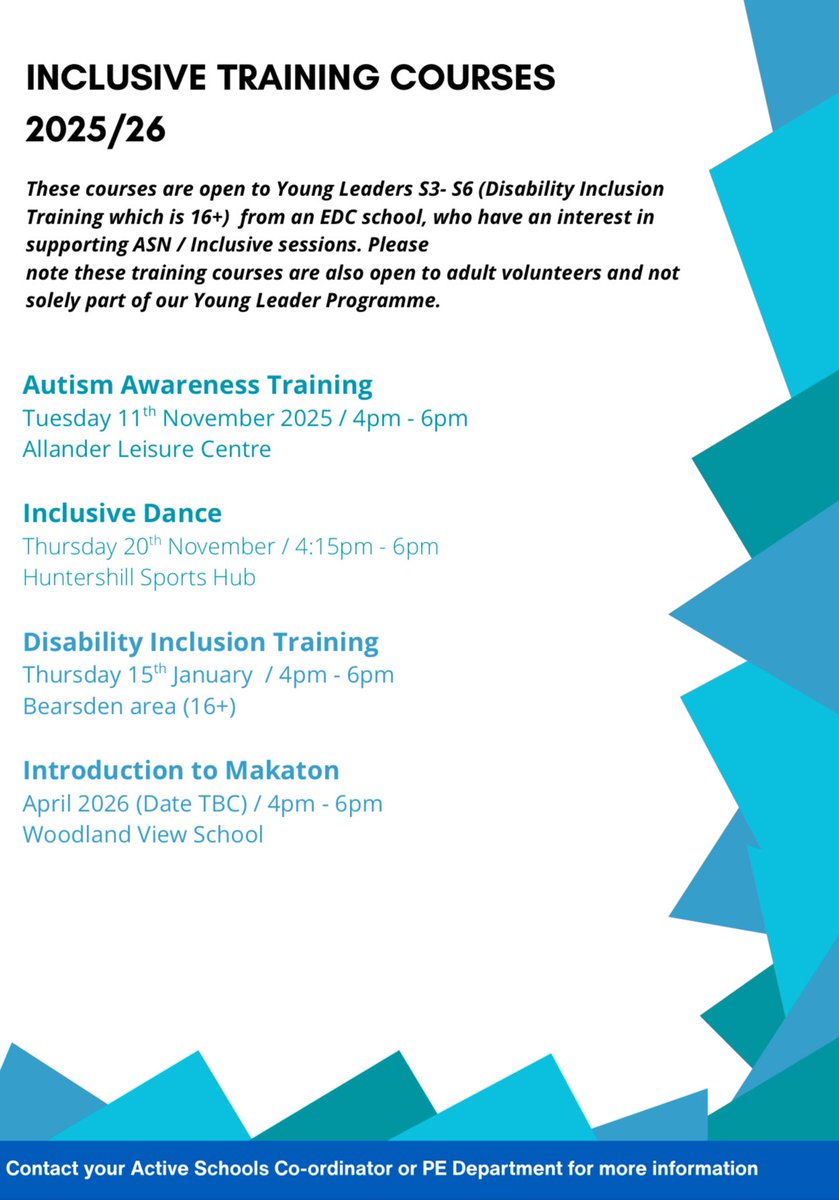 If any Sports Leaders or Sports Captains are interested in any of the courses below, please speak to Miss Watson to sign up ☑️