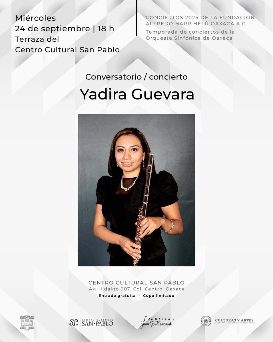 La Fonoteca te invita al concierto-conversatorio de Yadhira Guevara este miércoles 24 de septiembre a las 18h en la terraza del @sanpablo_cc 
@fundacionahho

ENTRADA LIBRE
CUPO LIMITADO