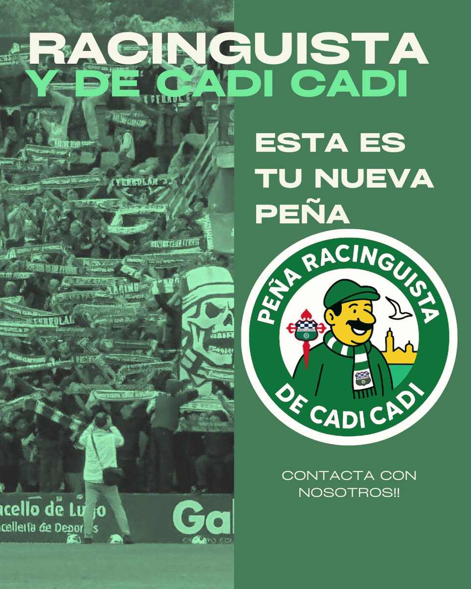 Racinguista y de Cadi Cadi? 

👉 Si eres del Racing de Ferrol, vives en Cádiz o alrededores y quieres compartir partidos, viajes, cervecitas y mucho cachondeo… ¡Únete!

📌 Síguenos y mándanos un DM para formar parte del grupo fundador.
💚

#RacingDeFerrol #PeñaRacinguista
