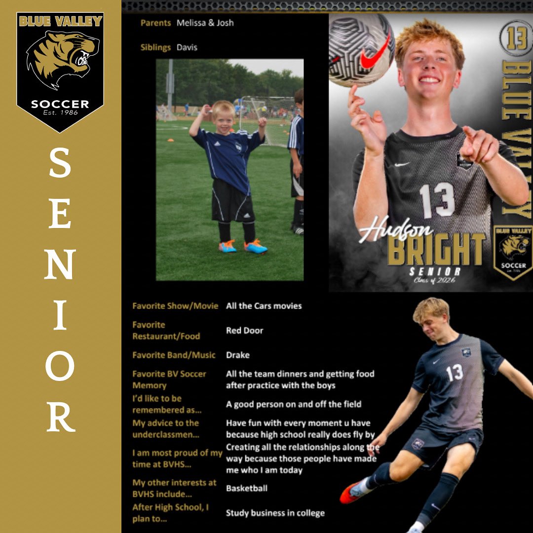 BvhsClub's tweet photo. Senior Spotlight. Show up Thursday to celebrate our high impact seniors. Next up Hudson. https://t.co/Rj0bnuZKcP