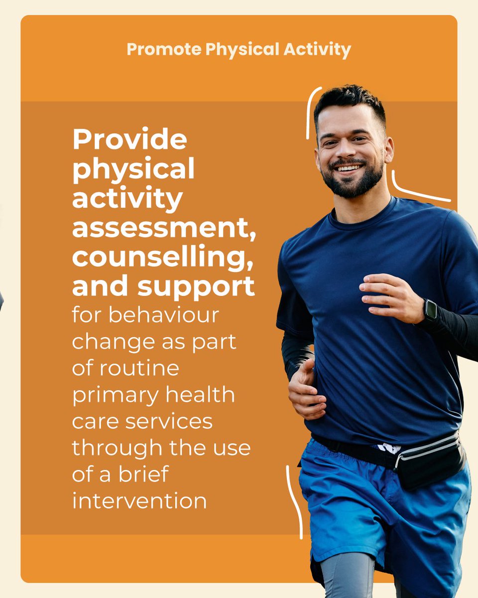 pahowho's tweet image. Movement is medicine.

Physical inactivity fuels NCDs—but we have Best Buys that work:
 ✔Community-based programs and supportive environments
 ✔ Physical activity interventions in primary health care

Let’s #ActOnNCDs &amp;amp; #BeatNCDs at #UNGA 💪