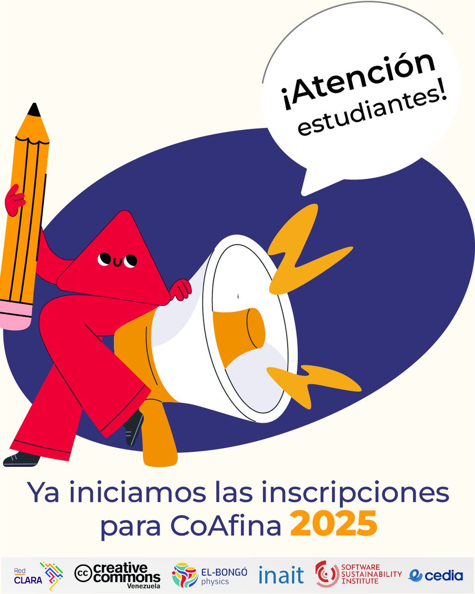 CoAfina's tweet photo. 🎉 ¡Inscripciones abiertas para estudiantes universitarios de #AméricaLatina!

📅 7-9 de noviembre
🏆 Premios increíbles
🤝 Apoyos disponibles para conectividad y logística

📝 Inscríbete 👉 https://t.co/fdGzGYQPH7 https://t.co/RvekMK1fSx