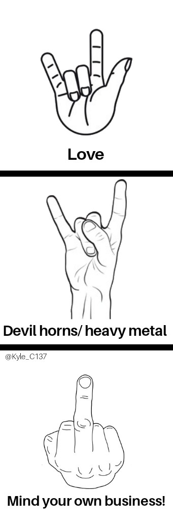 So, I wanted to go over hand signs because some mega lefty influencer accounts seem to be a bit confused. 

3 panels, click it to read all.