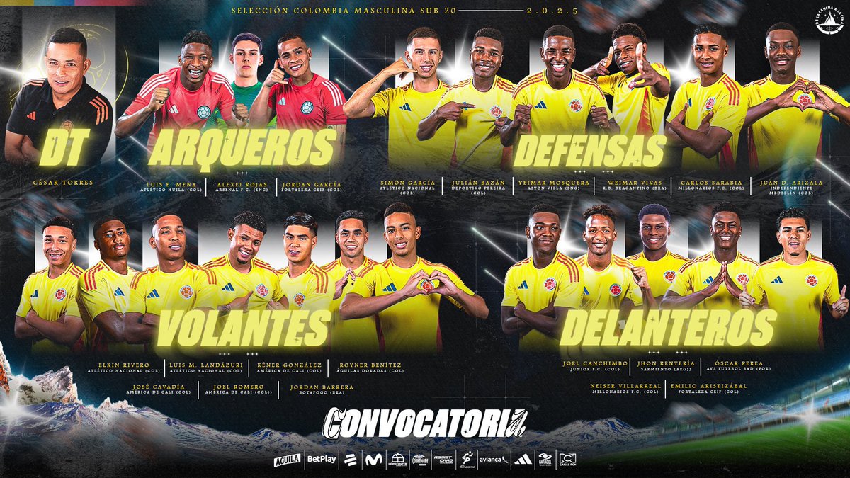 📋🇨🇴 Se conoció la lista de convocados de la Selección Colombia Sub-20.
👹 América de Cali aporta 3 jugadores a la tricolor.

Orgullo escarlata, presente en el futuro del fútbol colombiano. 🔴✨
<a href="/F12radiotv/">F12RADIOTV Tú Canal Deportivo</a>