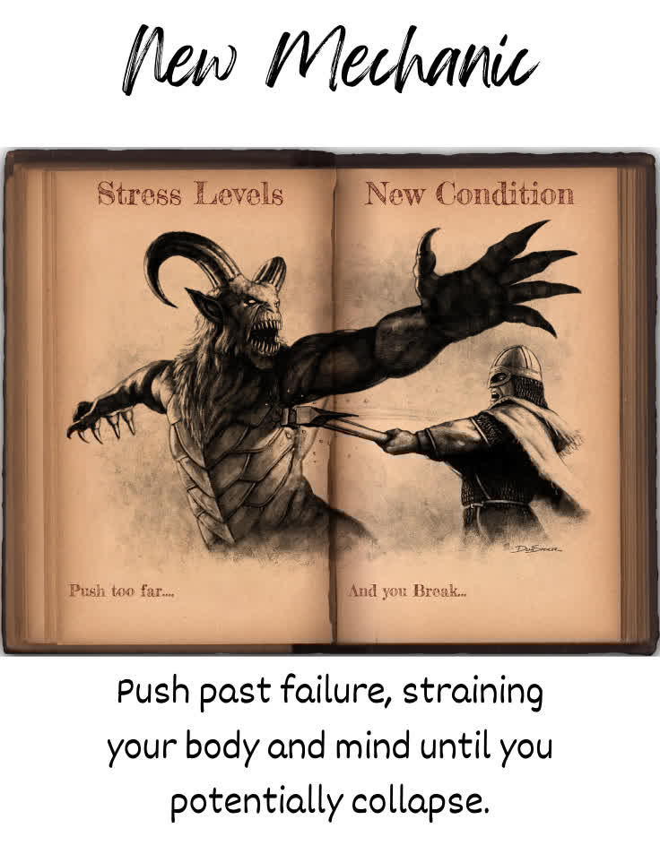 Stress Levels. Succeed when you should fail, but every step forward frays you further. How much strain can your hero endure before collapse?
#dnd #dnd5e #homebrew #ttrpg
Get it here:
drivethrurpg.com/en/product/535…
And here
patreon.com/c/inkthatbinds/