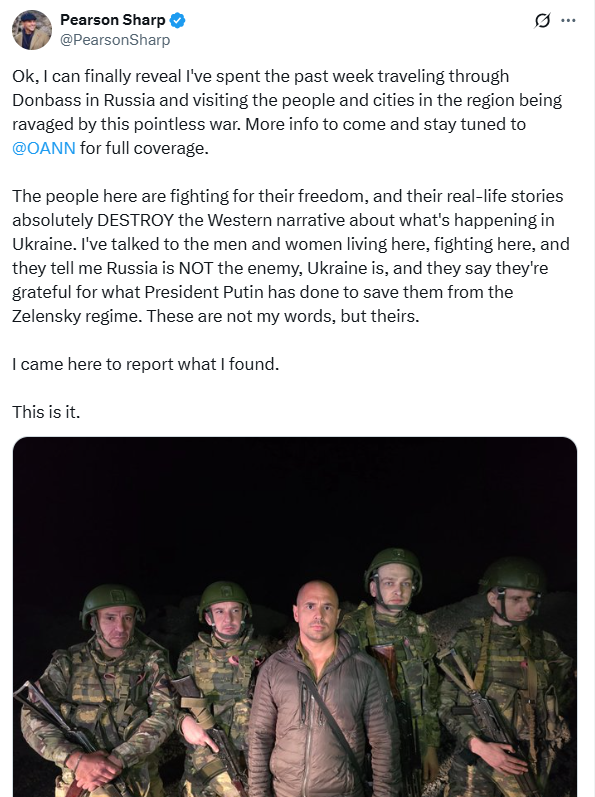 Another Russian minion tries to sell "good Russia" fairytale to the world. Now it's US propagandist <a href="/PearsonSharp/">Pearson Sharp</a> who working for propaganda US media  <a href="/OANN/">One America News</a> . 

Rest assured that during World War II, such immoral individuals without any hesitation filmed stories about "happy