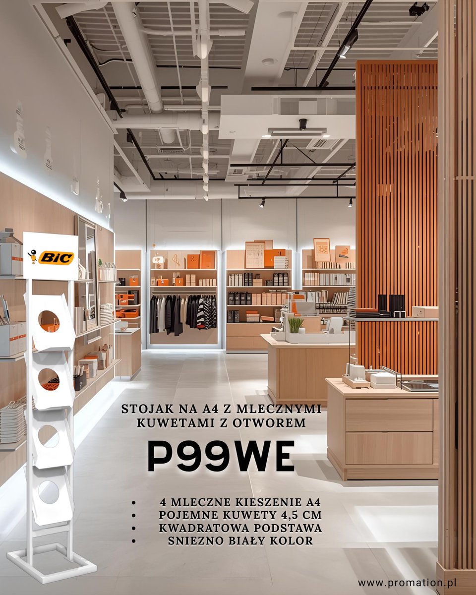 Promation_pl's tweet image. Biały stojak P99wE – 4 kieszeni plexi A4 (3 mm, gł. 4,5 cm).
Elegancki i solidny ekspozytor do biur, recepcji, hoteli i na targi.
👉 promation.pl/stojaki-na-fol…