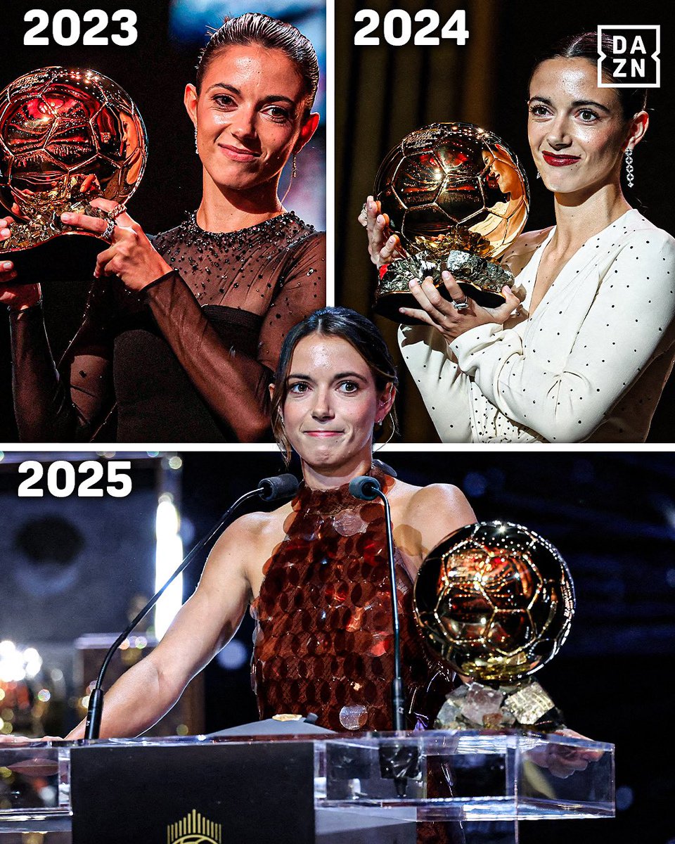 DAZNFutbol's tweet photo. TRES VECES DE ORO! 🤯‼️

¡AITANA BONMATÍ ES IMPARABLE! ❤️
¡AITANA BONMATÍ ES HISTÓRICA! 💫
¡AITANA BONMATÍ ES BALÓN DE ORO 2025! 🏆

#BallonDor https://t.co/jhLTyNZheQ