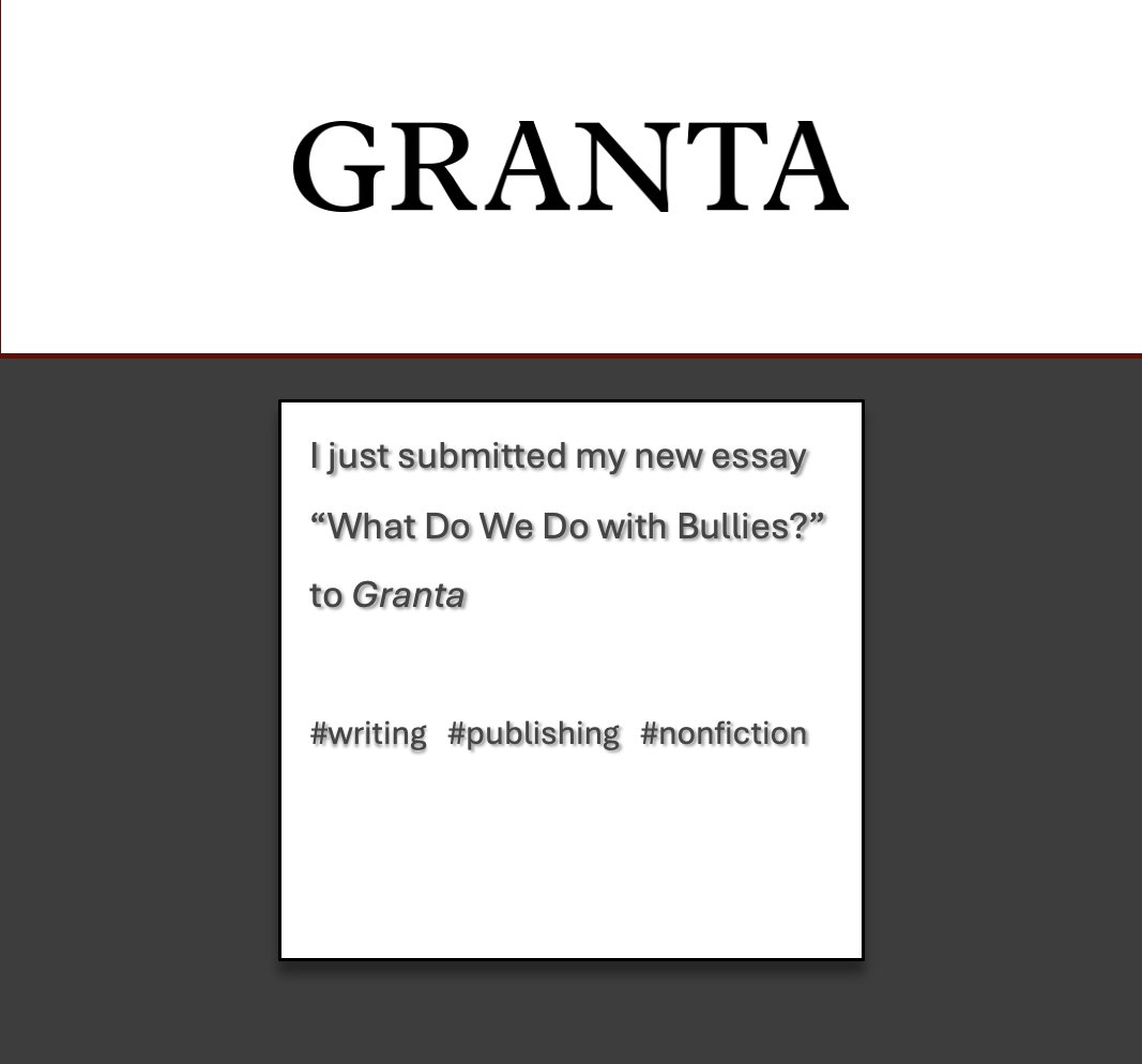 MichaelJortner's tweet photo. 😍 Here I go again! Just submitted my essay on confronting homophobic bullying in high school to the amazing @GrantaMaga49520. September is one of their open submission months! #writingcommunity #authorsofinstagram #nonfiction #essaywriting #publishing https://t.co/0mMLbUzXh3