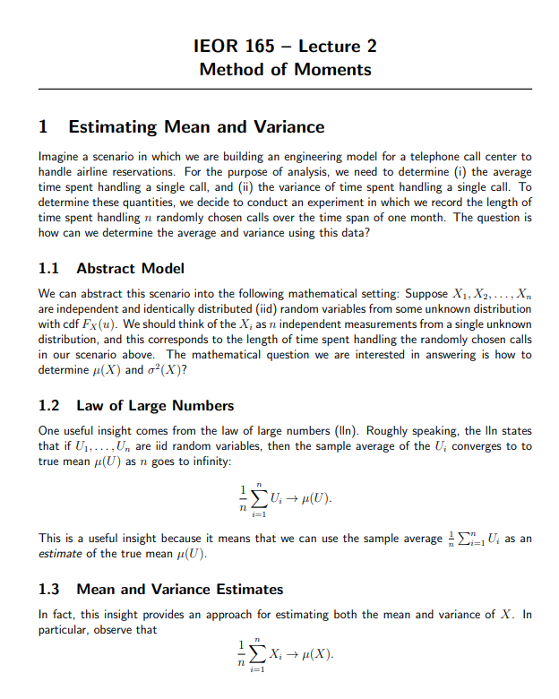 METHOD OF MOMENTS (M.O.M) ESTIMATORS: The method of moments estimator ...
