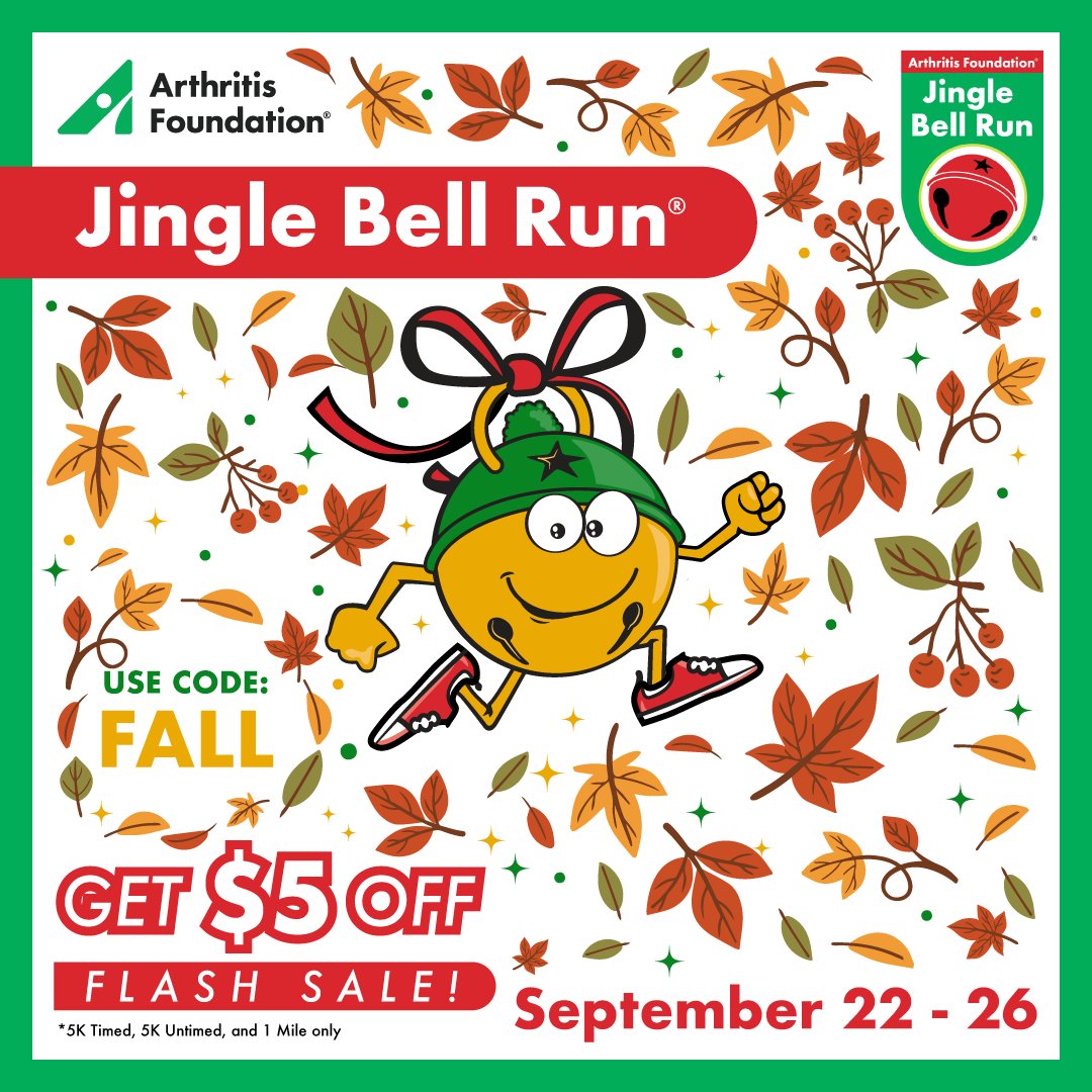 🎄 Lace up &amp; save! The Jingle Bell Run is coming, and now’s your chance to join in for less. Use code FALL for $5 off registration — limited time only! 🏃‍♀️❄️

Run for fun. Run for a cause. 👉 arthr.org/4lT6Cy2

#JingleBellRun