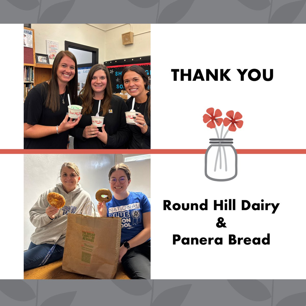 Thank you to <a href="/panerabread/">Panera Bread</a> and Round Hill Dairy for making our Teacher Professional Development Day extra special! Your thoughtfulness means so much! 🥯 🍨 #easteagles 🦅
