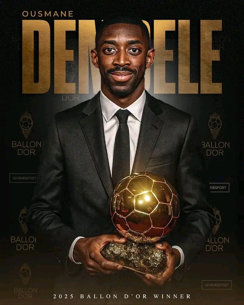 AxmedMa50956255's tweet photo. OUSMANE DEMBELE WINS THE 2025 BALLON D'OR! 🇫🇷🏆 https://t.co/s8qrzyl6L8