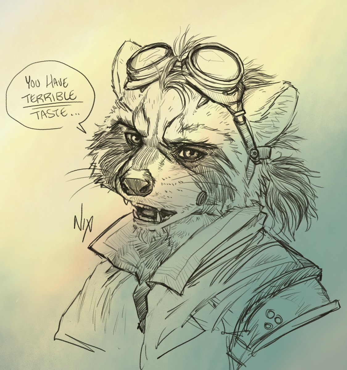 "Snapshot"

Quickly finished up a sketch of Rocket I had laying around.