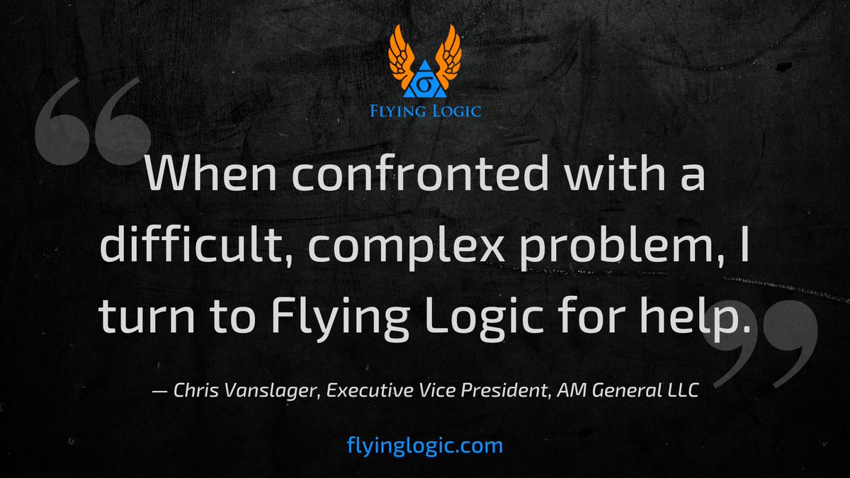 WolfMcNally's tweet image. "When confronted with a difficult, complex problem, I turn to Flying Logic for help." — Chris Vanslager, Executive Vice President, AM General LLC
#toolsforthought #theoryofconstraints #logicalthinkingprocess #changemanagement