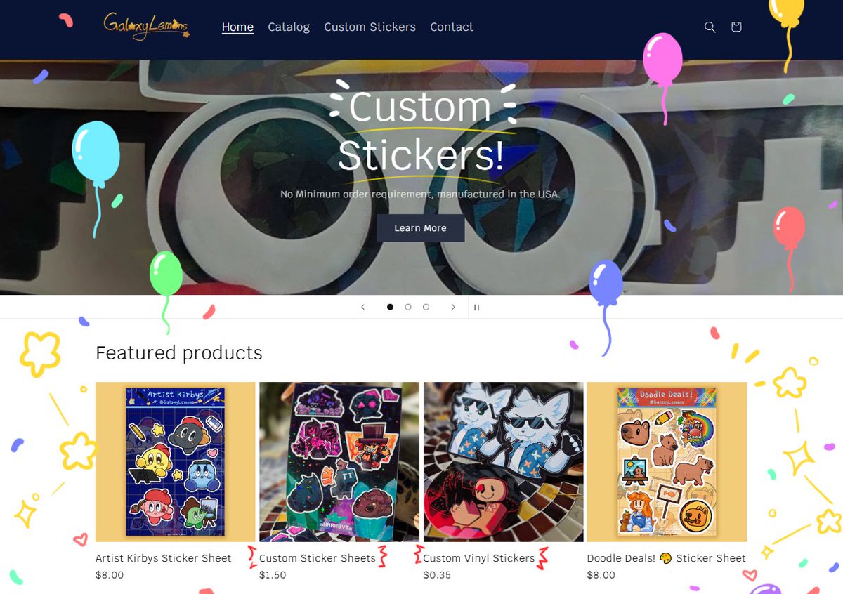 SUPER EXCITED to announce that my sticker store has OFFICIALLY RE-OPENED!! 🎉

You can now order custom stickers + sticker sheets too!! Thank you to everyone who has supported my small business so far! 💖

Check it out at galaxylemons.com ✨