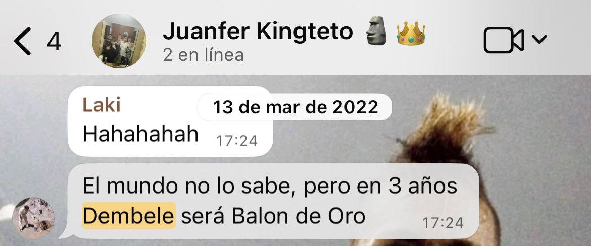 Yo: bueno a quién carpeteo por el Balón de Oro de Dembele

El triplehijueputa de mi amigo:
