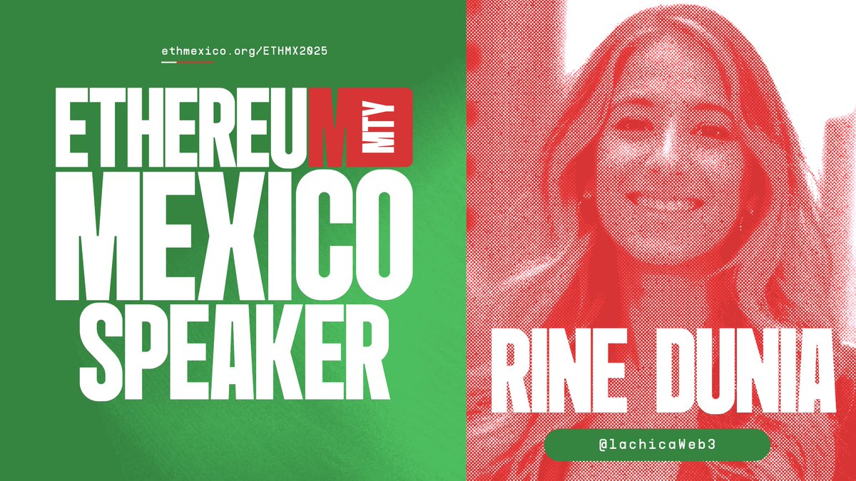 Speakers de clase mundial llegan a Monterrey para #ETHMexico2025 🇲🇽

Conoce a Rine Dunia a.k.a. <a href="/lachicaWeb3/">Chicaweb3.eth</a> 
🎤 Talk: “The Role of Stablecoins and DeFi in Value Creation across the Ethereum Ecosystem”

👩‍💻 Bio: Economist, Web3 Consultant, Community Builder in LATAM, Content