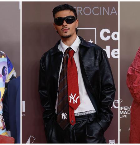 Rosa de vestuario haciendo un guiño a Abraham Mateo con el looking de Iván Rojo. #OTGala1