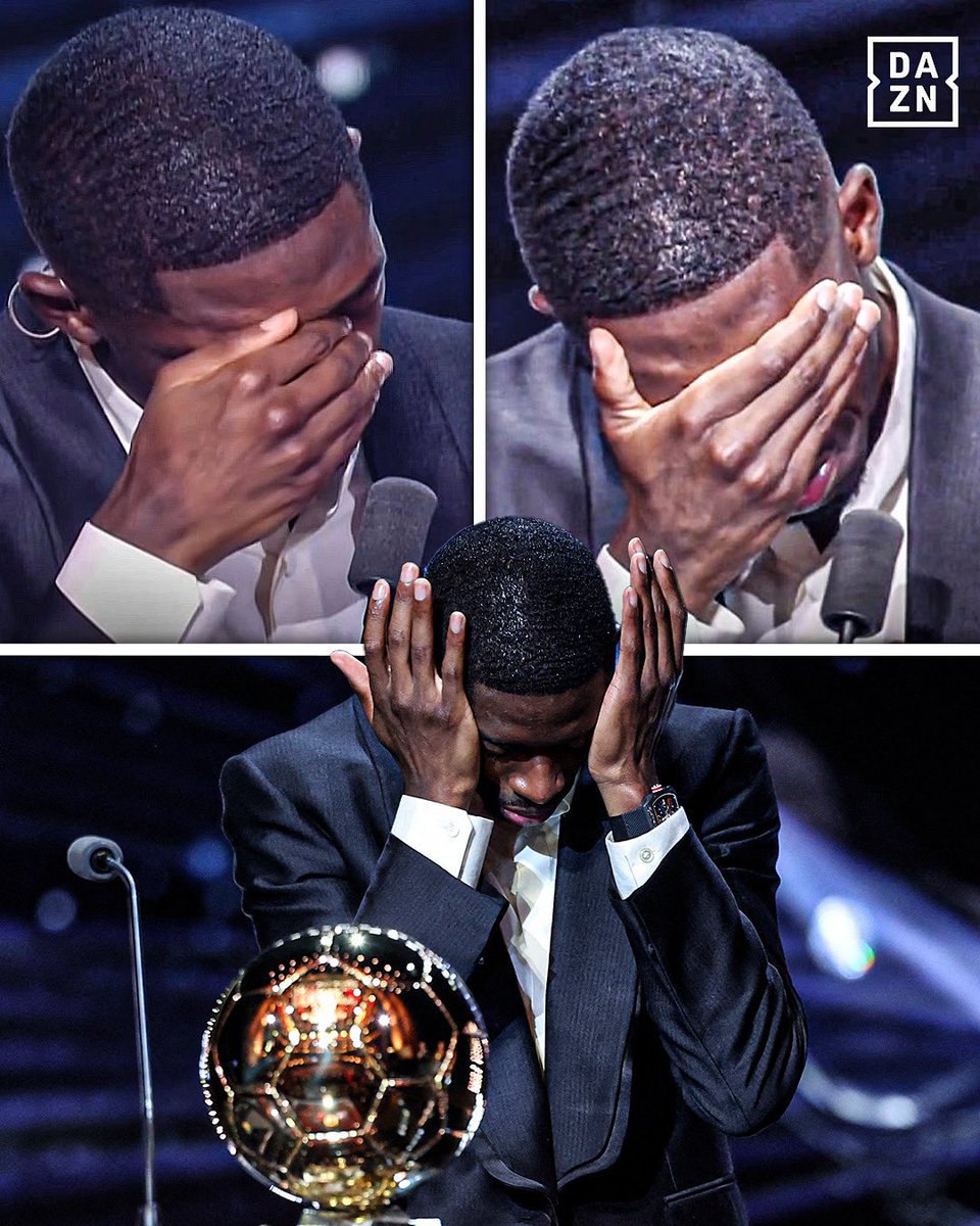 DAZNFutbol's tweet photo. LAS LÁGRIMAS DE OUSMANE DEMBÉLÉ TRAS GANAR EL BALÓN DE ORO🥺❤️‍🩹

#BallonDor https://t.co/9tRNpCAdTF